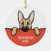 Cute German Shepherd Dog Personalized Keramisch Ornament (Voorkant)