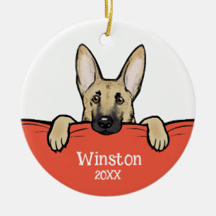 Cute German Shepherd Dog Personalized Keramisch Ornament