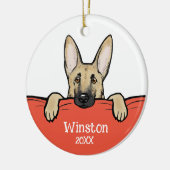 Cute German Shepherd Dog Personalized Keramisch Ornament (Links)
