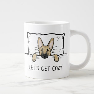Cute German Shepherd Dog Tucked in Bed Grote Koffiekop
