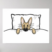 Cute German Shepherd Dog Tucked in Bed Poster (Voorkant)