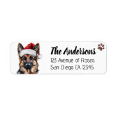 Cute German Shepherd Dog with Santa Hat Etiket (Voorkant)