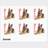Cute German Shepherd Hallo Puppy Dog Vierkante Sticker (Vel)