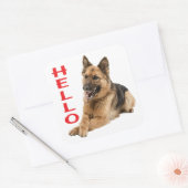 Cute German Shepherd Hallo Puppy Dog Vierkante Sticker (Envelop)
