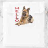 Cute German Shepherd Hallo Puppy Dog Vierkante Sticker (Tas)
