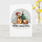 Cute German Shepherd in Santa Hat Christmas Card Kaart (Gele Bloem)