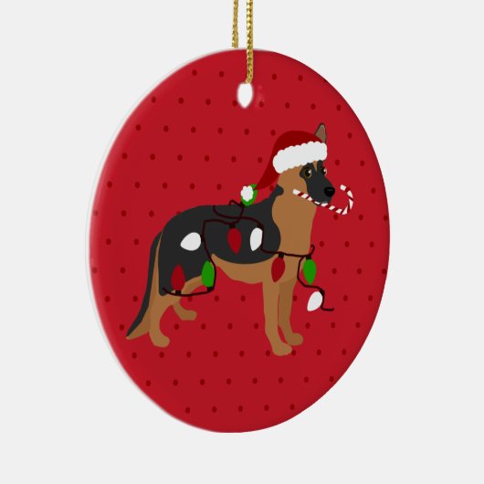 Cute German Shepherd Kerstmis Keramisch Ornament (Rechts)
