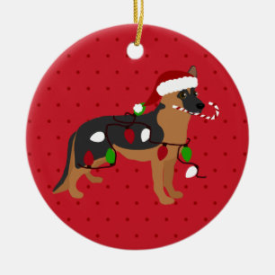 Cute German Shepherd Kerstmis Keramisch Ornament