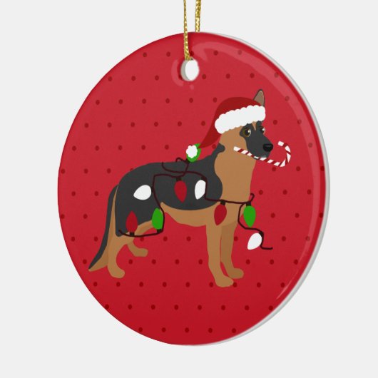 Cute German Shepherd Kerstmis Keramisch Ornament (Links)