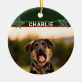 Cute German Shepherd Name and Photo Kerstmis Keramisch Ornament (Voorkant)