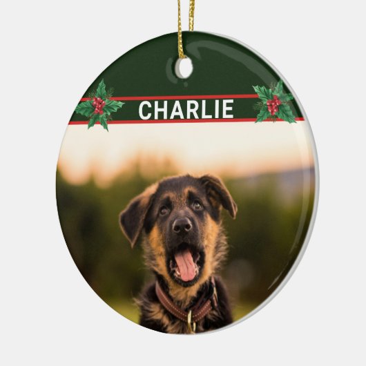 Cute German Shepherd Name and Photo Kerstmis Keramisch Ornament (Links)