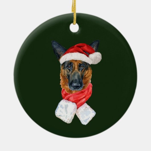 Cute German Shepherd Name and Photo Kerstmis Keramisch Ornament (Achterkant)
