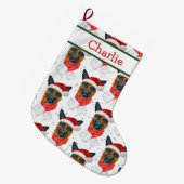 Cute German Shepherd Pattern Dog's Name Grote Kerstsok (Voorkant (Hangend))