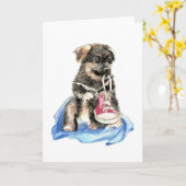 Cute German Shepherd Pup, Dog, Pet animal Kaart (Gele Bloem)