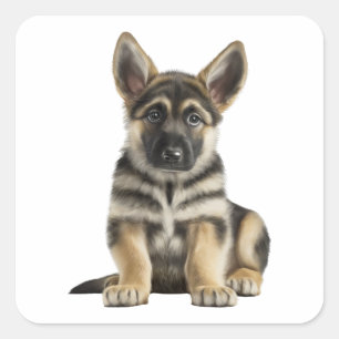 Cute German Shepherd Puppy Cartoon Dog Vierkante Sticker