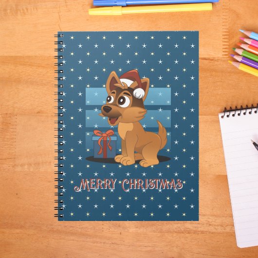 Cute German Shepherd puppy Cartoon Starry muted Notitieboek