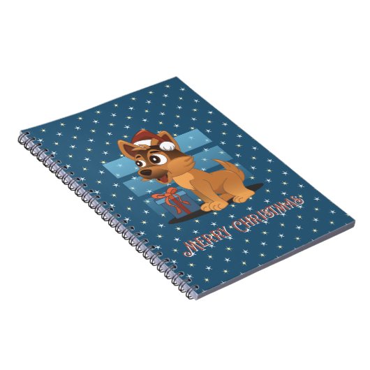 Cute German Shepherd puppy Cartoon Starry muted Notitieboek (Rechterzijde)