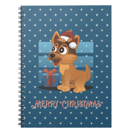 Cute German Shepherd puppy Cartoon Starry muted Notitieboek (Voorkant)