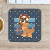 Cute German Shepherd puppy Cartoon Starry night Kartonnen Onderzetters