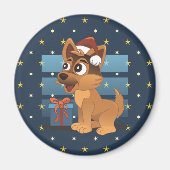 Cute German Shepherd puppy Cartoon Starry night Magneet (Voorkant)
