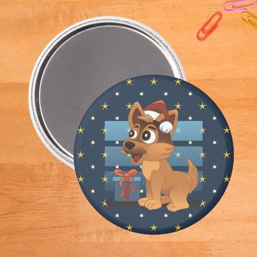 Cute German Shepherd puppy Cartoon Starry night Magneet