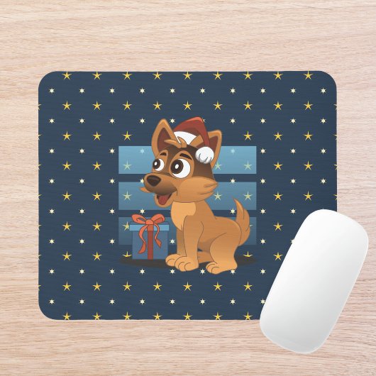 Cute German Shepherd puppy Cartoon Starry night Muismat