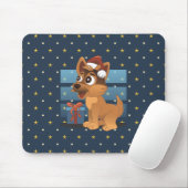 Cute German Shepherd puppy Cartoon Starry night Muismat (Met muis)
