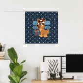Cute German Shepherd puppy Cartoon Starry night Poster (Thuiskantoor)