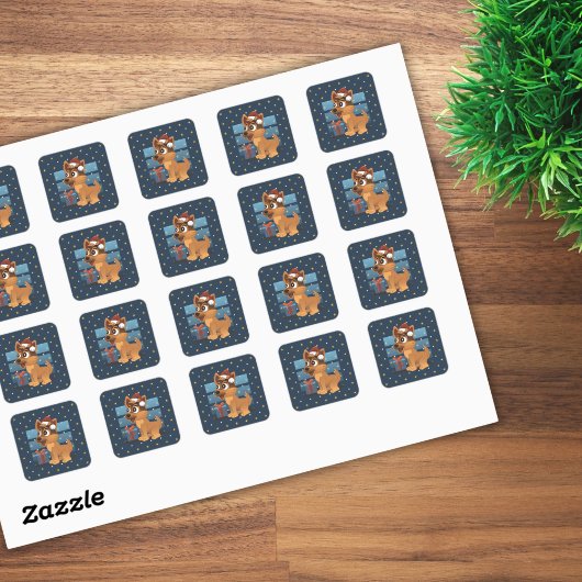 Cute German Shepherd puppy Cartoon Starry night Vierkante Sticker