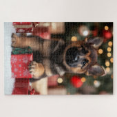 Cute German Shepherd Puppy Dog Kerstmis Legpuzzel (Horizontaal)