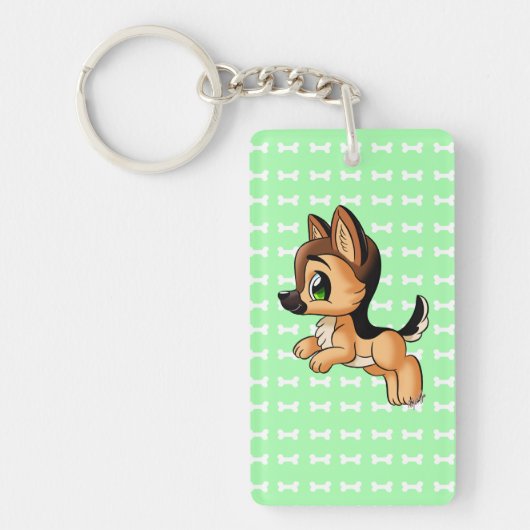Cute German Shepherd Puppy Double Sided Sleutelhan Sleutelhanger (Voorkant)