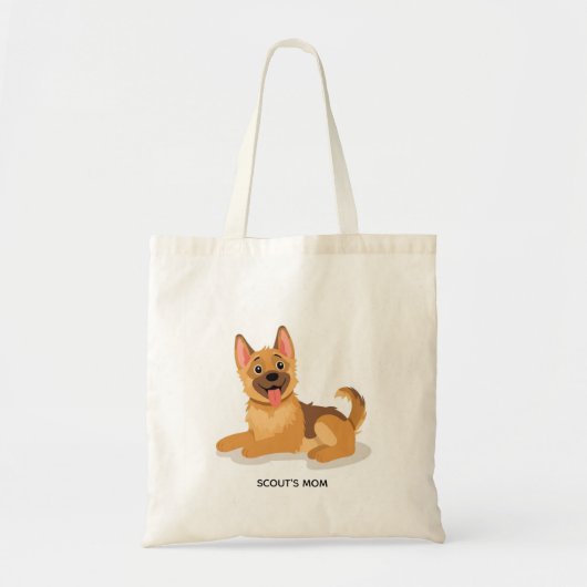 Cute German Shepherd Puppy Illustration Reusable Tote Bag (Voorkant)