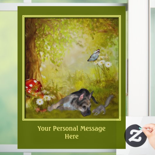 Cute German Shepherd Puppy Personalized   Raamsticker (Huis)