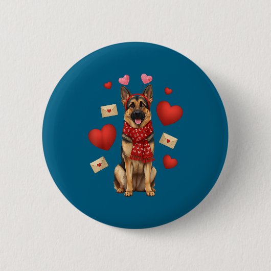 Cute German Shepherd Valentine’s Day Dog Mom - Ger Ronde Button 5,7 Cm (Voorkant)