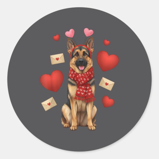 Cute German Shepherd Valentine’s Day Dog Mom - Ger Ronde Sticker (Voorkant)