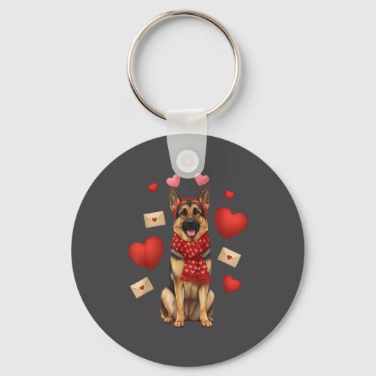 Cute German Shepherd Valentine’s Day Dog Mom - Ger Sleutelhanger (Voorkant)