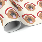 Cute German Shepherd w Santa Hat Pattern Kerstmis Cadeaupapier (Rol Hoek)