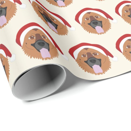 Cute German Shepherd w Santa Hat Pattern Kerstmis Cadeaupapier (Rol Hoek)