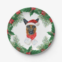 Cute German Shepherd Waterverf Kerstmis