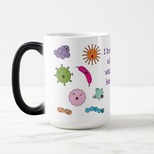 Cute Germs Hand Washing Reminder Magische Mok (Links)