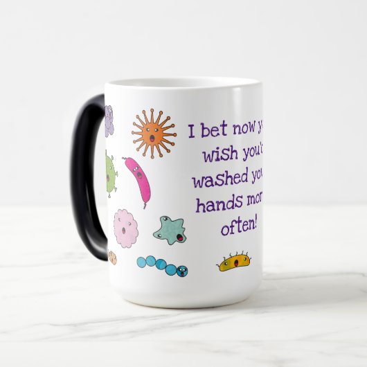 Cute Germs Hand Washing Reminder Magische Mok (Voorkant links)