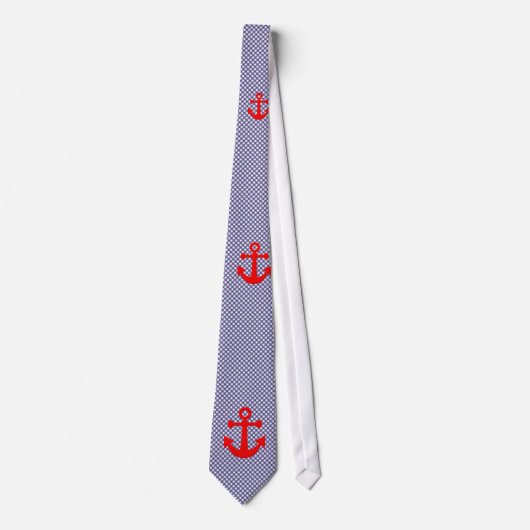 Cute geruite gingham motief en Rode Anker Stropdas (Voorkant)