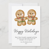 Cute geruite kerst gingerbread vlak feestdagenkaart (Voorkant)