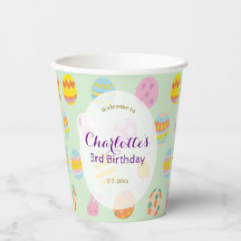 Cute Geschilderd Ei Patroon Groen Kinderverjaardag Papieren Bekers
