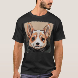 Cute geschilderde Welshe Corgi in een mantel Kawai T-shirt
