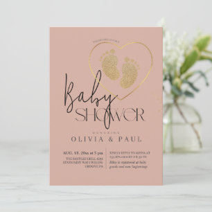 Cute geslacht neutrale voeten glitter baby shower kaart