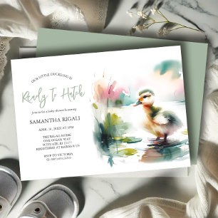 Cute Geslacht Neutrale Waterverf Eend Baby Shower Kaart