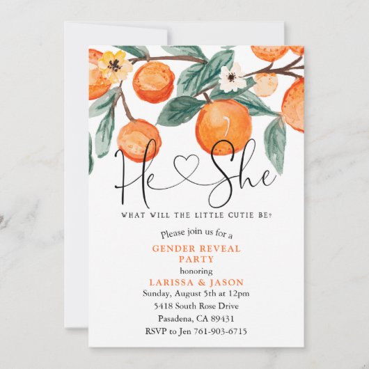 Cute Geslacht Reveal Feest Kaart (Voorkant)