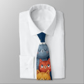Cute Gestapelde Katten Herenstropdas 🐱 | Navy Bla Stropdas (Gebonden)