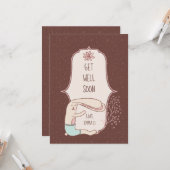 Cute Get Well Bunny Kaart (Voorkant / Achterkant in situ)